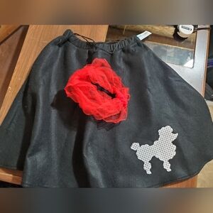 Black Skirt with Poodle Design Child Sz L